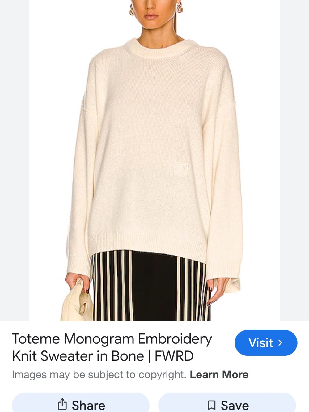 Toteme Bone Monogram Embroidery Knit. XXS - Picture 2 of 16